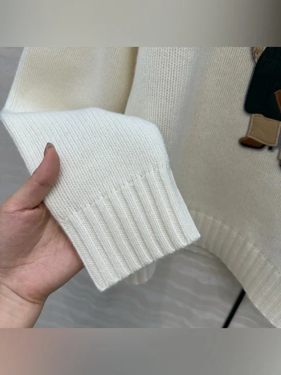 Polo by Ralph Lauren Cream Crewneck Sweater with Bear Patch - Picture 8 of 8